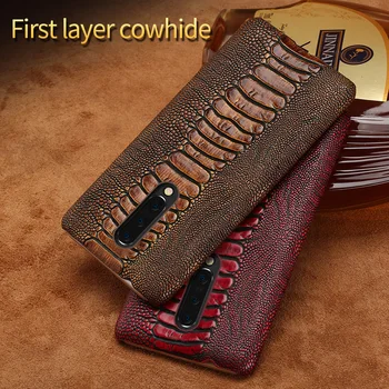 

Vintage Genuine Leather Case For Oneplus 7 PRO Cases Ostrich Leg case For One plus 7Pro 6 6T 5 5T 3 3T Shockproof Phone cover