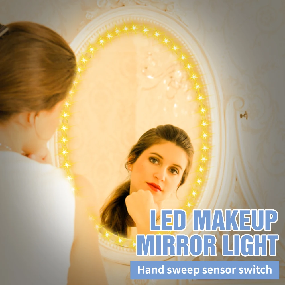 

USB Hand Sweep Sensor LED Makeup Mirror Light LED Lamp Strip 2 3 4 5M Stepless Dimmable Vanity Mirror Lights LED Cosmetic Ampoul