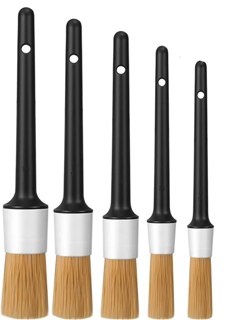5pcs Car Detailing Boars Hair Brush Auto Car Cleaning Detailing Set