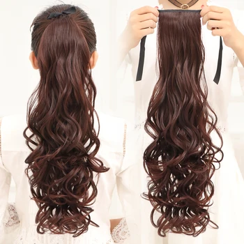 

horsetail periwig madam Bind belt type big wave long curly hair style verisimilitude nature traceless Pear flower roll periwig