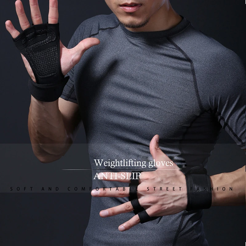 Дышащие противоскользящие перчатки без пальцев для тренажерного зала, бодибилдинг, тяжелая атлетика, спортивные перчатки для спортзала, Перчатки для фитнеса для женщин и мужчин