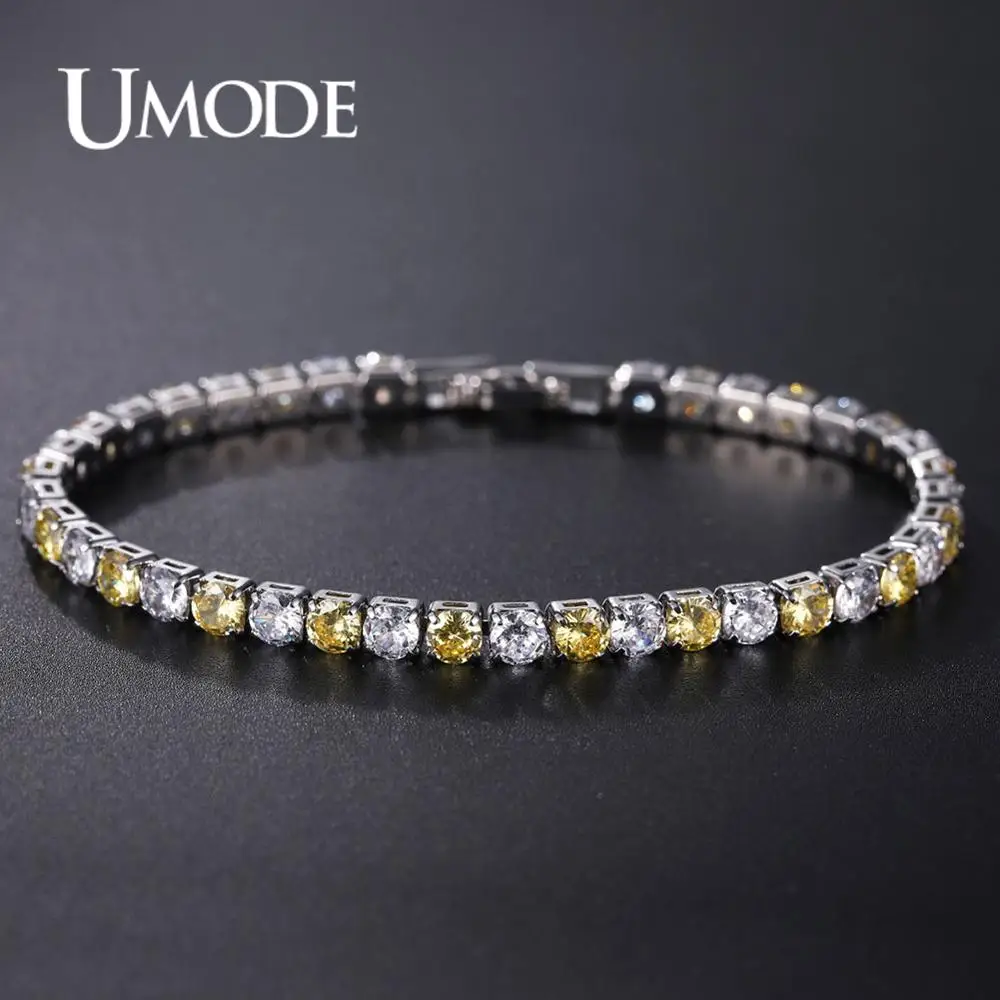 

UMODE Fashion New 4mm 0.25ct Round Zircon Crystal Tennis Bracelets for Womem Men CZ Jewelry Pulseras Mujer Moda 2019 AUB0097H