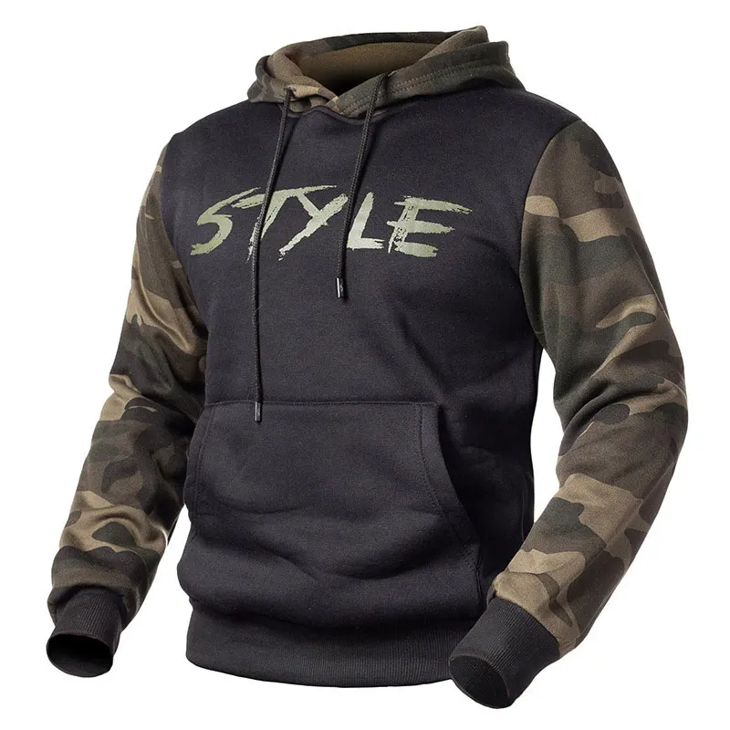 Мужские толстовки, военные камуфляжные толстовки, осенне-зимний флисовый пуловер с капюшоном, топы, брендовая мужская одежда, толстовки с принтом - Цвет: Black WY14