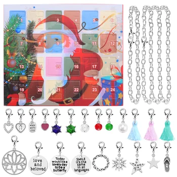

Behogar 2020 Christmas Countdown Advent Calendar DIY Jewelry Making with 22 Charms Necklace Bracelet for Kids Children Gifts