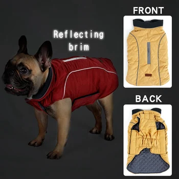 

Pet Warm Cotton-padded Warm Vest Dog Retro Sleeveless Thickening Reflective Outdoor Jacket