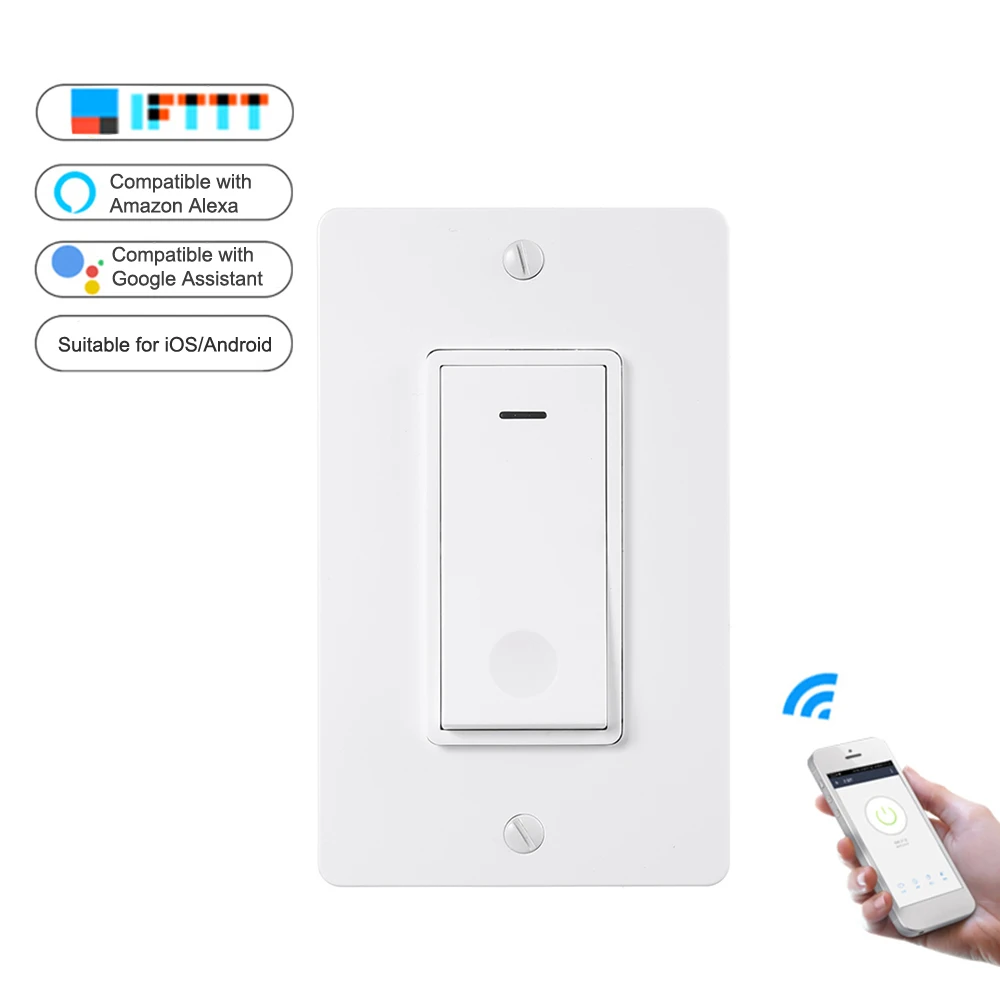 

WiFi Smart Switch US Standard Button APP Remote Control Switch Smart Home Automation Modules Compatible with Alexa/Google Home