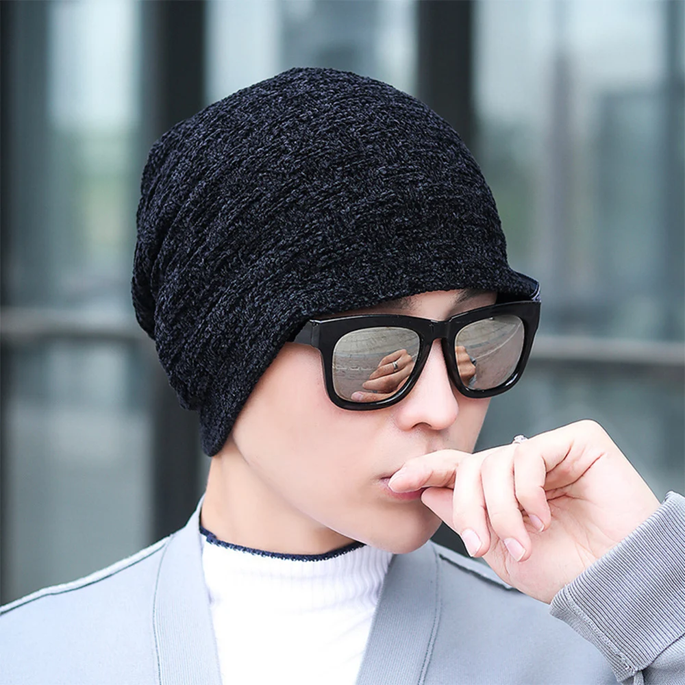 Зимняя вязанная теплая шапка Skullies, шапки бини, шапка, мужская шапка Gorro, зимние шапки для мужчин, капот homme hiver, уличная Толстая шапка