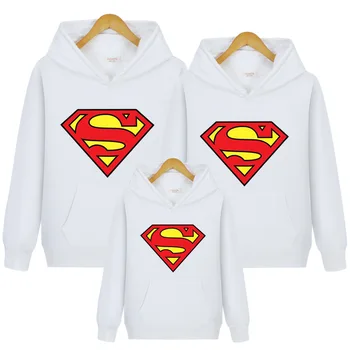 

Superman Hoodie Sweatshirt Ins DC Fuuny Father Mother Parent-child Clothing Family Matching Outfits Gifts for Kids Dropshipping