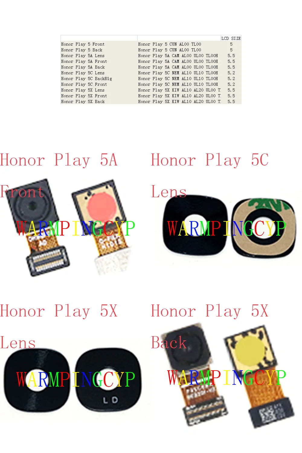 Передняя/задняя камера объектив для HUAWEI Honor Play 5 5A 5C 5X CUN AL00 TL00 CAM UL00 TL00H NEM AL10 UL10 KIW AL20 |