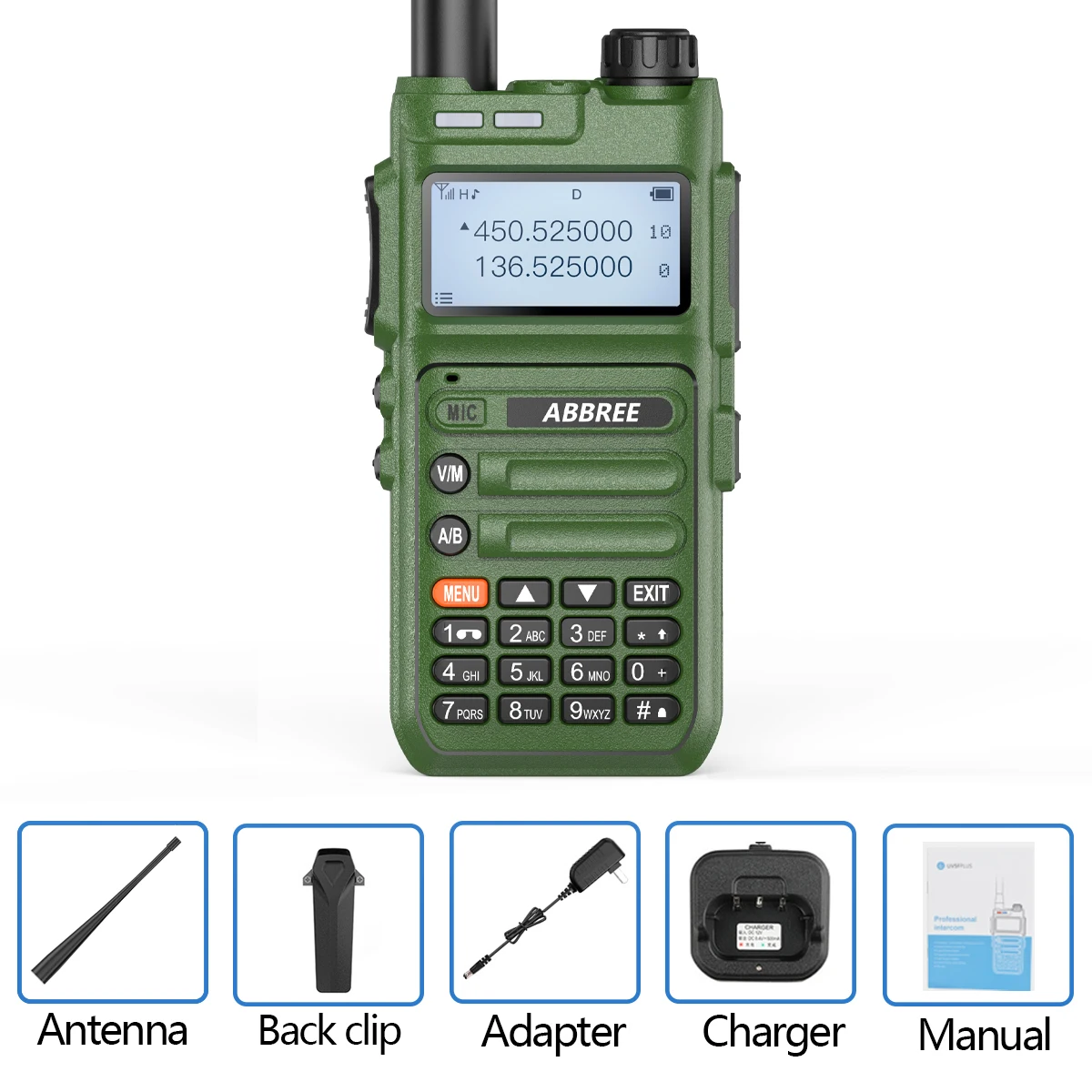 ABBREE AR-F5 Automatic Wireless Copy Frequency Walkie Talkie Station Full Band 136-520MHz USB Charging Two Way Radio long distance walkie talkie Walkie Talkie