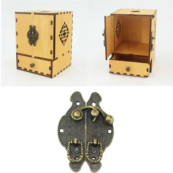 

5pc Antique Bronze hasps latch lock alloy Box handles Jewelry wooden box buckle clasp hook Padlock small shackle Hardware