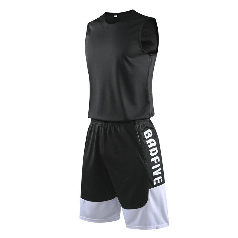 Мужской женский баскетбол Джерси набор Униформа пустой баскетбольная Футболка короткий костюм Джерси печать на заказ добавить номер логотип, название - Цвет: 1070 black jersey