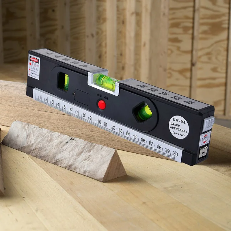 New 4 In 1 Blister Lasers Levels Horizon Vertical Measuring Tape