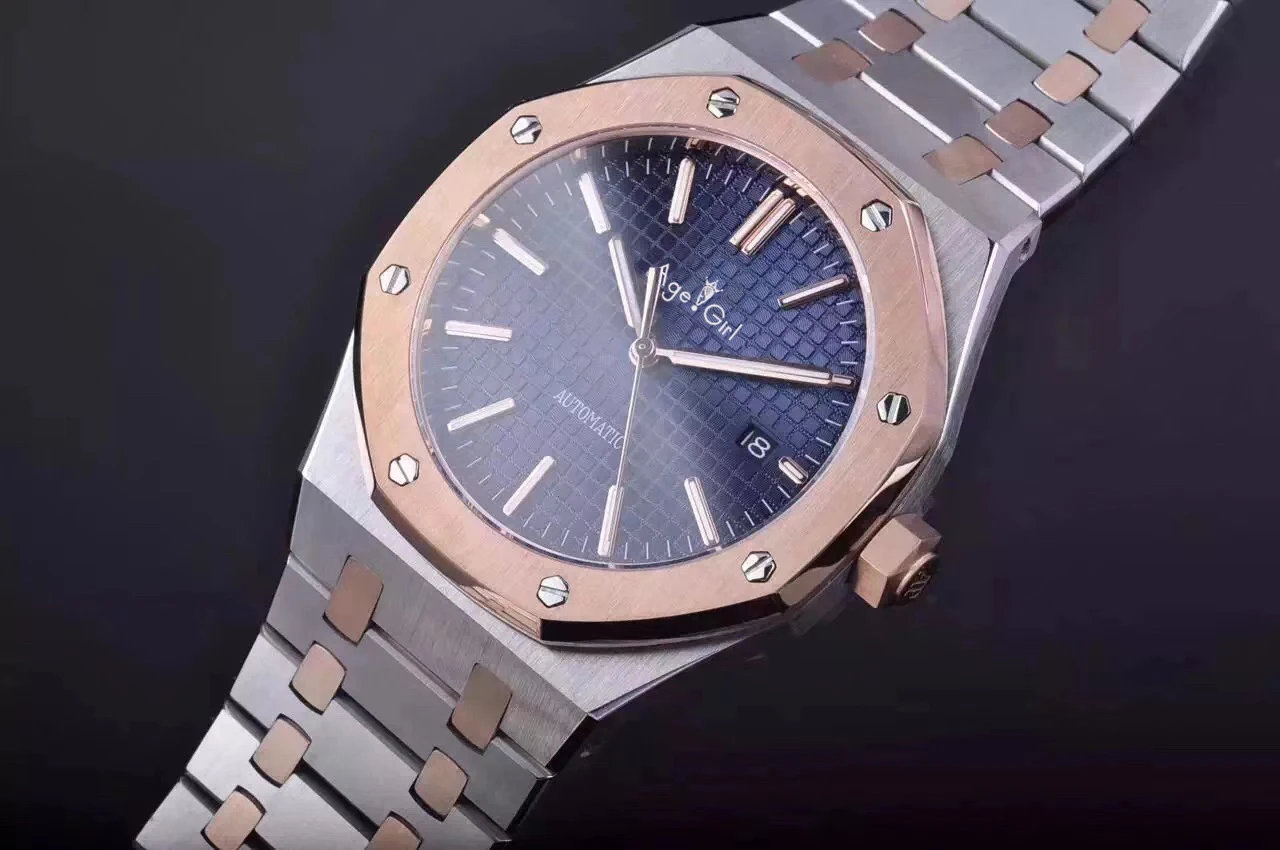 

Luxury Brand New Men Watch Stainless Steel Automatic Mechanical Silver Rose Gold Blue Black Royal Sapphire Back See Through Oaks