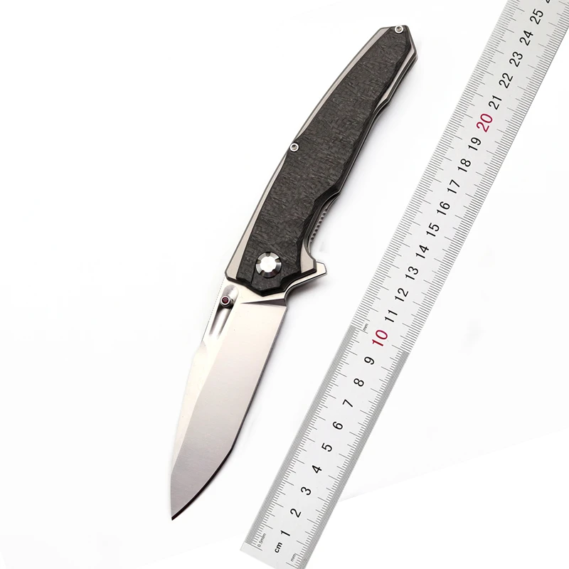 

High quality Python folding knife DC53 blade material titanium alloy + carbon fiber handle outdoor camping fruit knife EDC tool