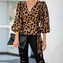 ^#Cheap Puff Sleeve V Neck Leopard top long-sleeved Loose Autumn Bow Elegant Shirt Casual Blouses Folding hem Ruffles Blusas D30 ^#Cheap Puff Sleeve V Neck Leopard top long-sleeved Loose Autumn Bow Elegant Shirt Casual Blouses Folding hem Ruffles Blusas D30
