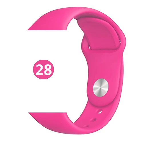 28-Barbie powder Ремешок для Apple watch band 44 мм 40 мм 42 мм 40 мм correa iwatch band 5 4 3 2 спортивный силиконовый ремень браслет Apple watch 4 аксессуары - Цвет ремешка: 28-Barbie powder