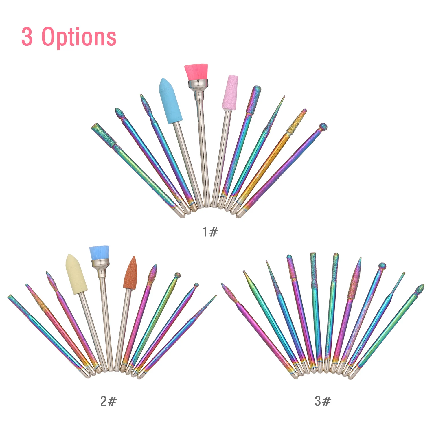 New 10pcs/Box Nail Drill Bits Set Pedicure& Manicure Replacement Drill Bits for Electric Nail Drill Remove for Gel Nail Polish