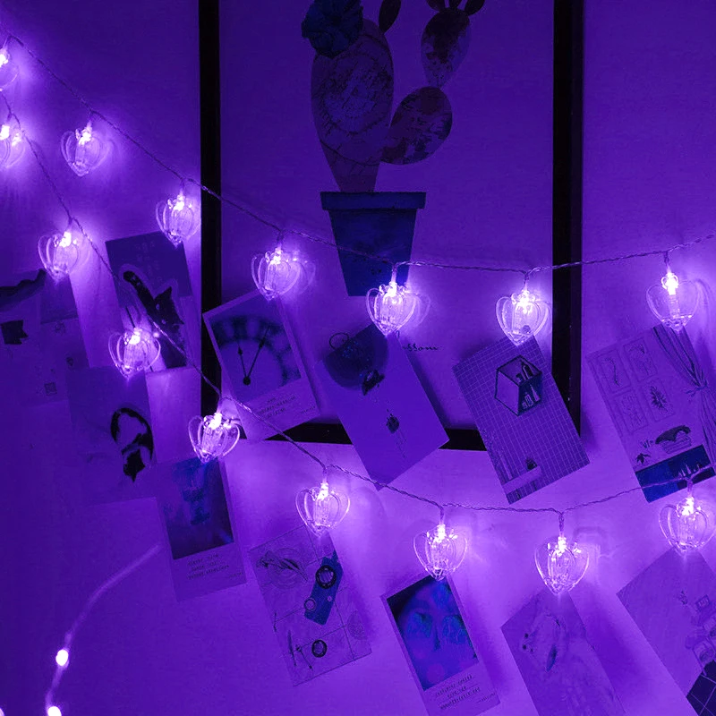 thumbnail image 1 of Guirnalda de luces con forma de corazón con clip para fotos, guirnalda de luces con clip para colgar fotos, decoración perfecta para la pared del dormitorio, 1 of 5