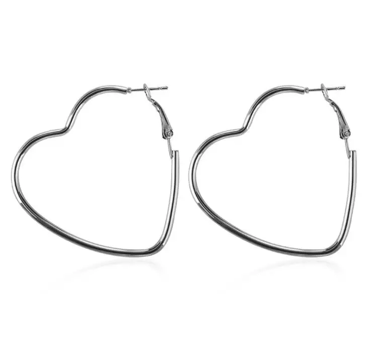 Silver Heart Ins модные круглые серьги-кольца для женщин простой личности круг серьга кольцо витые серьги геометрической формы металлические ювелирные изделия - Окраска металла: Silver Heart