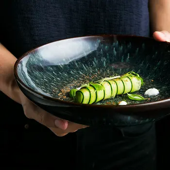 

Peacock pattern European ceramic bowl large soup bowl noodle bowl soup bowl household shallow bowl fruit salad bowl