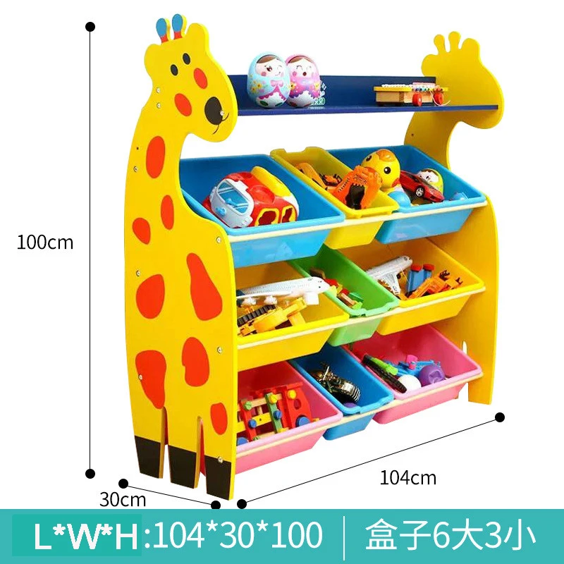 Kindergarten Bookshelf Plastic Cartoon Picture Book Stand Green Childrens Giraffe Bookcase with 4 Shelves 82 x 36 x 80cm BAMNY Kids Bookshelf 