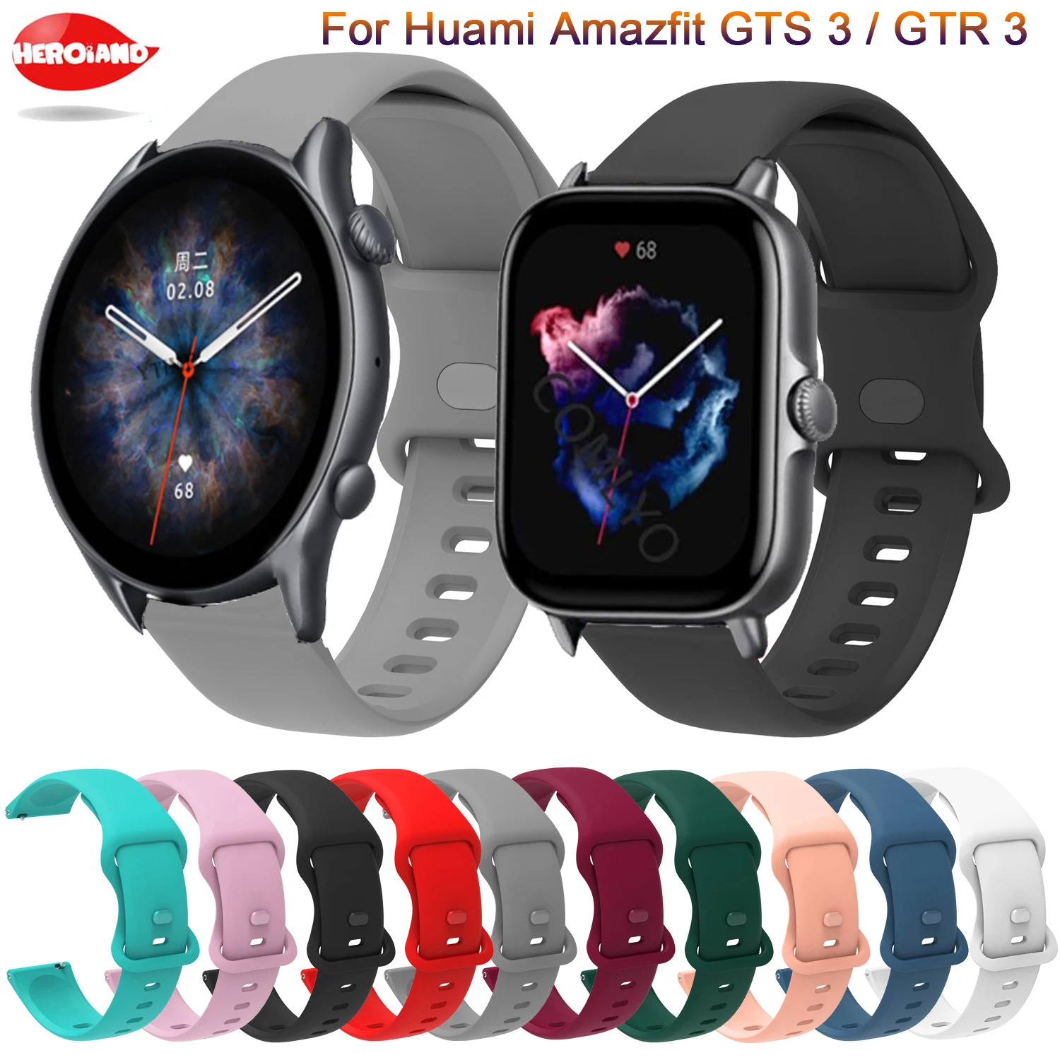 

20mm 22mm Silicone Strap For Amazfit GTR 3 / 3 Pro/GTR 2 Smartwatch WatchBand Bracelet Belt For Amazfit GTS 3 2 Wristband Correa
