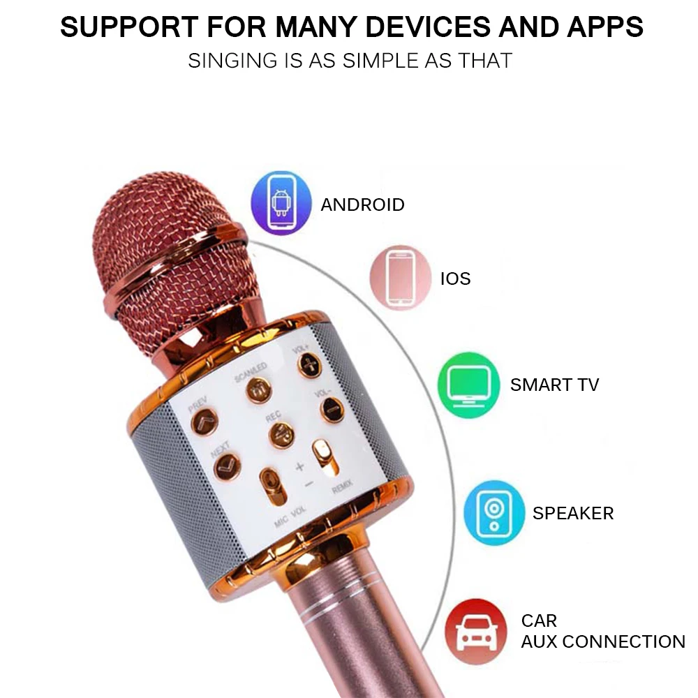 Профессиональный Bluetooth беспроводной микрофон динамик ручной микрофон караоке микрофон музыкальный плеер для вокала, с рекордером KTV микрофон