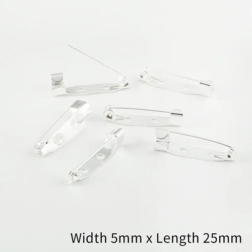 25x5mm 10 шт. 15 20 25 30 35 мм серебряная брошь базовые булавки безопасные булавки брошь настройки пустая основа для DIY материал для изготовления украшений - Цвет: 25x5mm