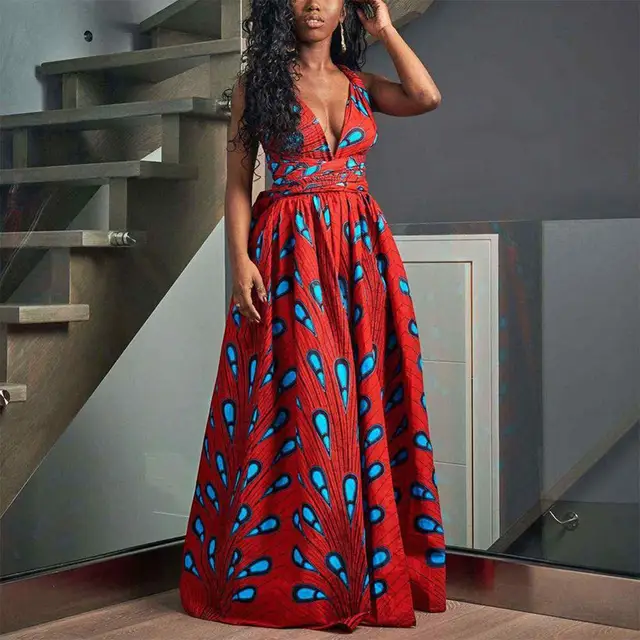 Amaka Sleeveless Long Ankara Dress - Image 3
