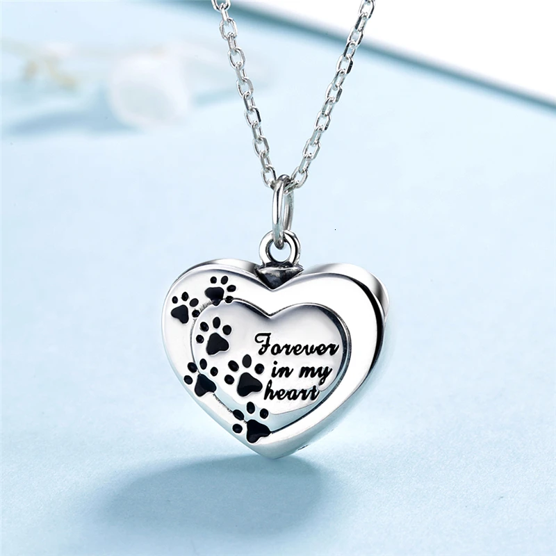 Strollgirl, новинка, 925 пробы, серебро, forever in my heart, подвеска, кремация, собачья лапа, урна, ожерелье, цепь для женщин, памятные ювелирные изделия