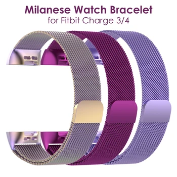 

Metal Bracelet Bands for Fitbit Charge 3 Straps & Fitbit Charge 3 SE / Charge 4 Wristbands Stainless Milanese For Woman Man