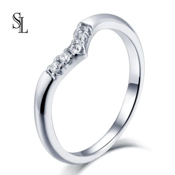 

SL S925 Shining Couple Rings Sterling Silver Marriage Engagement Ring Valentine's Day Gift Stylish jewels