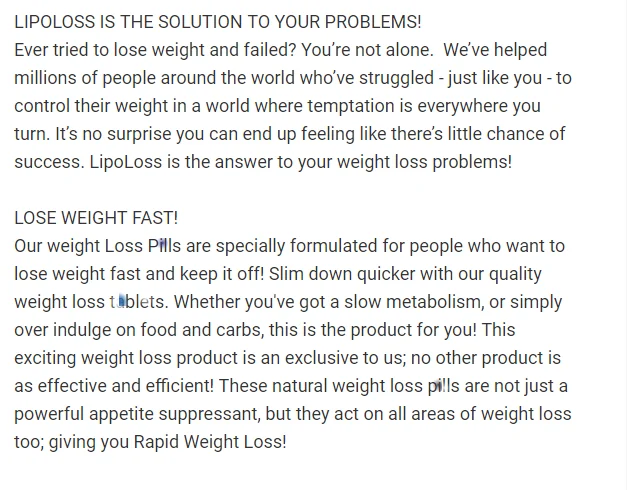 LIPOLOSS Weight Loss Natural SLIMMING DIET FAT LOSS