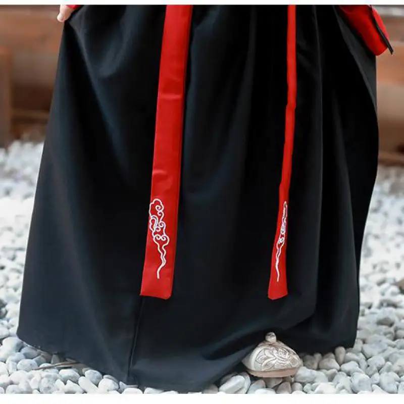 Hanfu/Древний китайский традиционный костюм для девочек; сценический костюм для танцев; комплект из рубашки и юбки; костюм феи в народном стиле; костюм-танга для детей