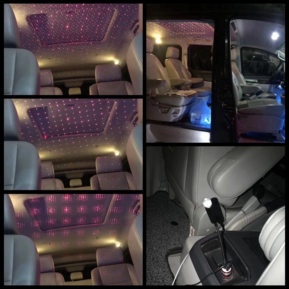 Yituancar, 1 шт., USB, несколько узоров, светодиодный, с лазерным поворотом, для интерьера, Звездный светильник, для стайлинга автомобилей, источник, украшение, атмосферная лампа