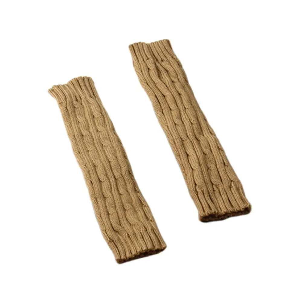 Khaki Gloves Женские зимние наручные руки теплые вязаные длинные перчатки без пальцев конопляные Цветы Длинные вязаные перчатки, варежки без пальцев - Цвет: Khaki Gloves