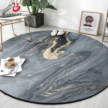 

Bubble Kiss Abstract Pattern Round Carpet Gray Modern Living Room Decor Carpets Foldable Home Coffee Table Non-Slip Area Carpets