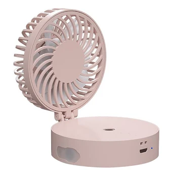 

Portable Water Spray Mist Electric USB Rechargeable with LED Lighting Fan Handheld Desktop Hanging Neck Pocket Small Fan(Pink)