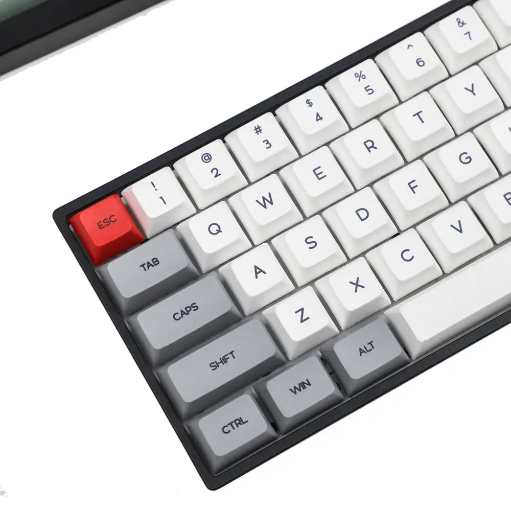 MX 스위치용 PBT 키캡, 64 ANSI 염료, 서브 핑크, 화이트, 그레이, 화이트, 64 키보드, GK64, GK64x, GK64xs, DZ60, 키캡 전용