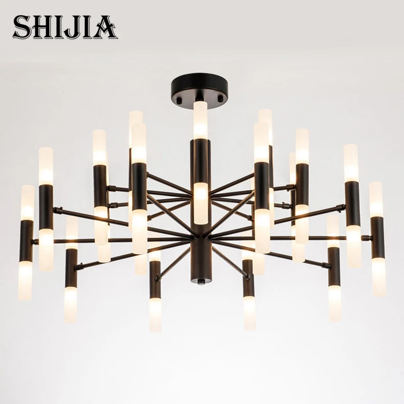 

European Modern Simple Rod Tube LED Chandelier Living Room Bedroom Decoration Lamp