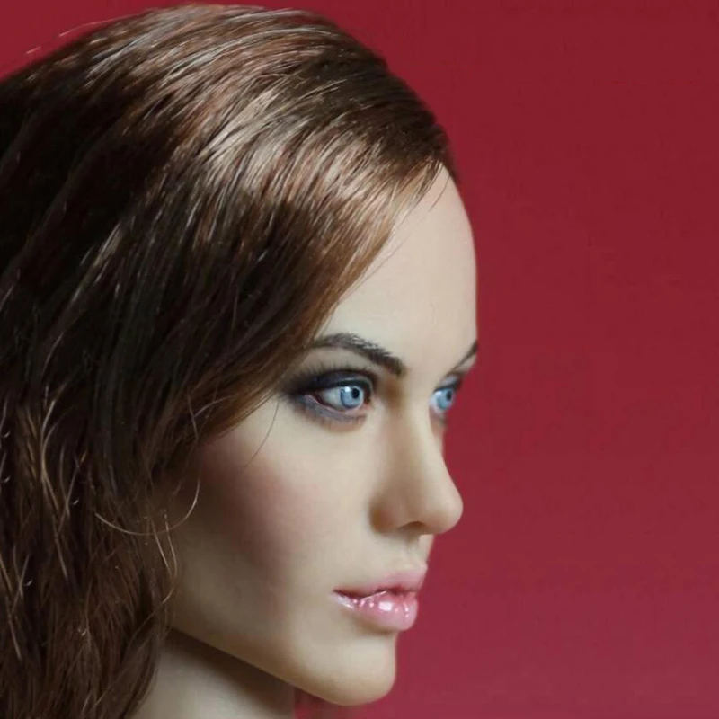 

CGL T-10 1/6 Angelina Jolie Head Sculpt Beautiful Girl Women Head Carving Model Fit 12" Female Suntan Colo Action Figure