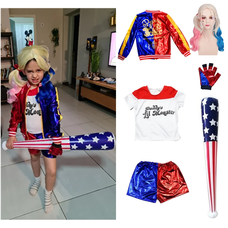 Costumes de Cosplay Harley Quinn pour Bol, Ensemble Veste et Pantalon de  Monstre, Batte de Baseball Gonflable Imbibée - AliExpress