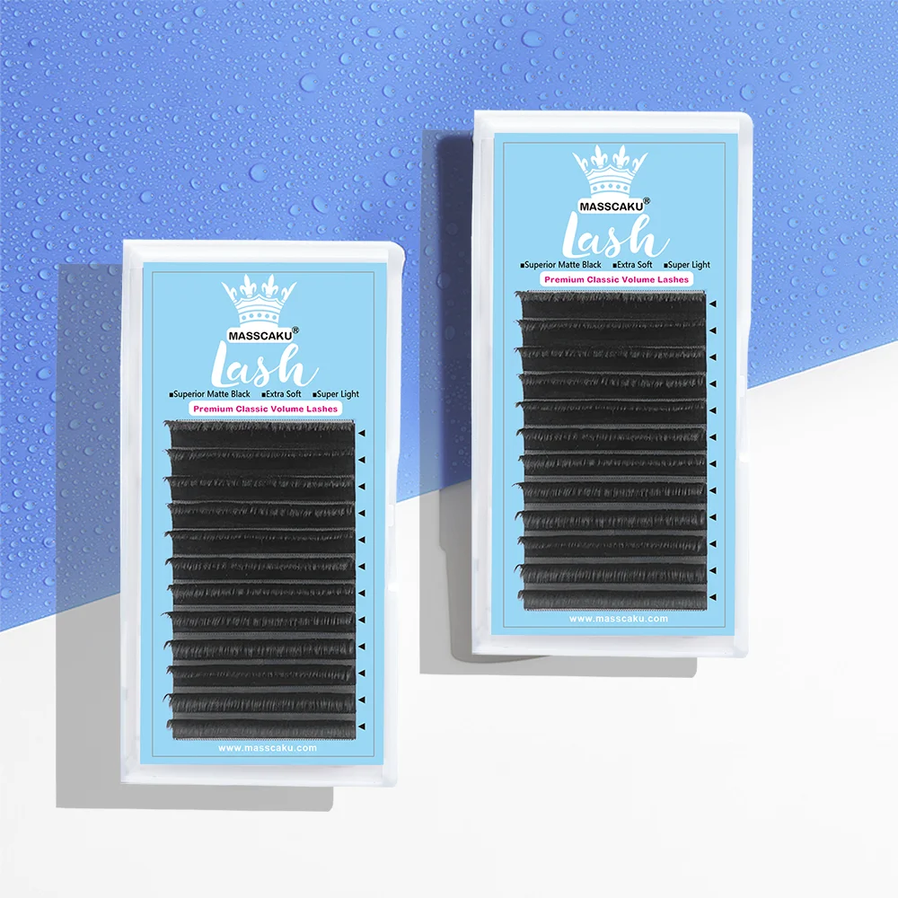 

MASSCAKU False Eyelash Extensions Soft Thin Tip B ,C ,CC ,D curl 0.15 thickness eyelash lash lashes eyelash extension deep matte