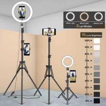 Photography Tripod For Mobile Phone With Ring Lamp Camara Selfie Light Stand Bracket For Youtube Makeup Video Live Photo Studio