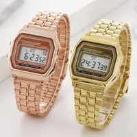 Femmes hommes unisexe montre or argent noir Vintage LED numérique sport militaire montres électronique numérique présent cadeau mâle 3