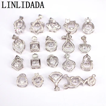 

10Pcs Wedding bridesmaid gift party christmas bridal halo rhodium brilliant cut clear white Cubic zirconia pendant