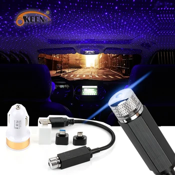 

Led Car Interior Light Roof Star Night Light Projector Atmosphere Galaxy Lamp USB Decorative Lamp Adjustable Multiple Lighting