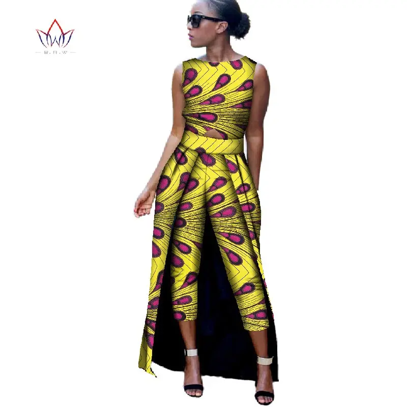 Новая мода Африка хлопок Принт Комбинезон Африканский Базен комбинезон Riche для Женщин Дашики Фитнес Комбинезон для леди WYD8 - Цвет: 3