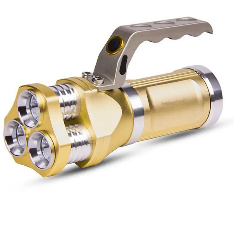 

Top-Waterproof Rechargeable LED Searchlight Flashlight 3T6 Gold